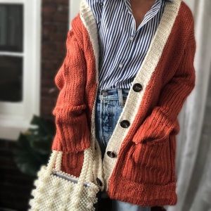 Fantastic Fawn Miyya Rust Oversized Knit Cardigan